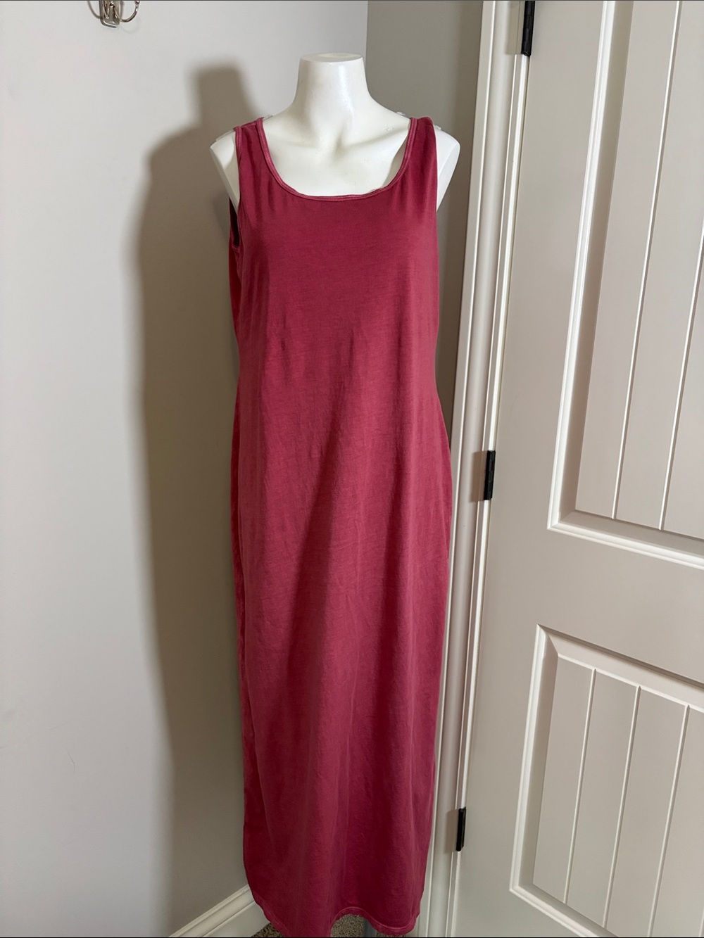 Peruvian Connection Pink Vintage Wash Tank Maxi Dress Pima Cotton Crewneck Sz L - Picture 2 of 8